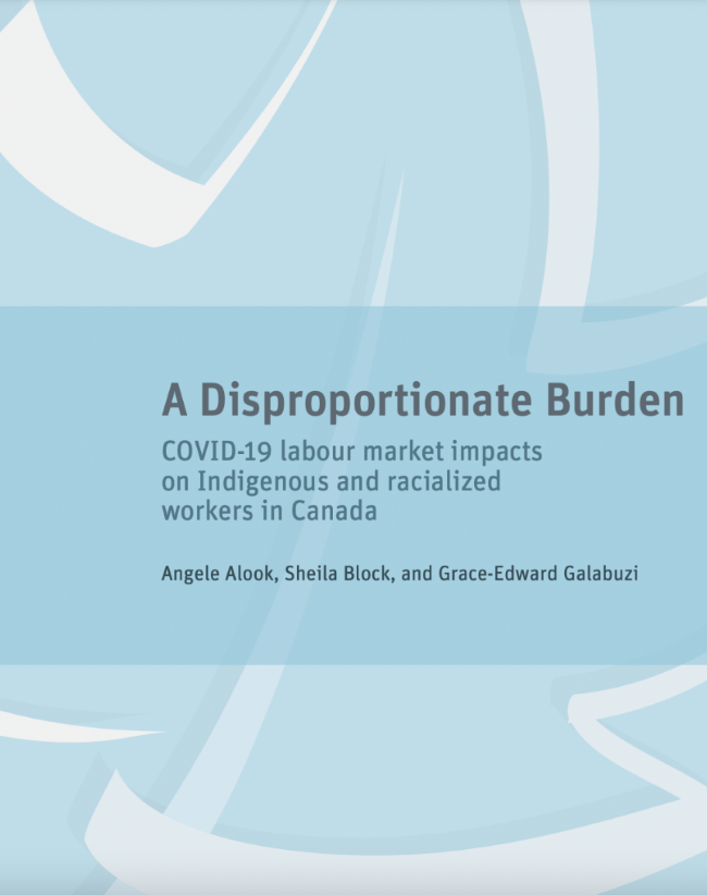 Blue report cover page for 'A Disproportionate Burden'